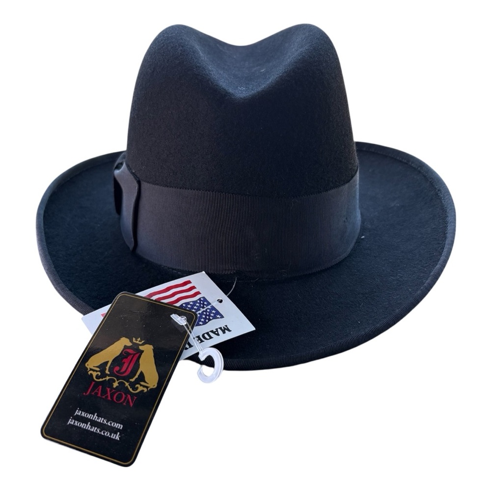 Vintage Jaxon Hats USA Made Classic Wool Felt Godfather Hat Size Large with Tags